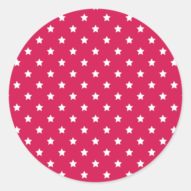 Adesivo Redondo Classic Stars White - Raspberry (Frente)