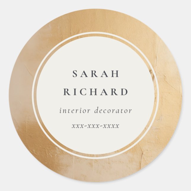 Adesivo Redondo Clássica, Beige, Dourada, Pintor de Óleo (Frente)