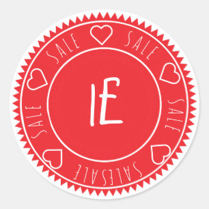 Adesivo Redondo Clássica Clássica de Preço de Venda Vermelho Brilh