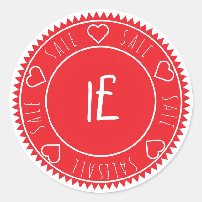 Adesivo Redondo Clássica Clássica de Preço de Venda Vermelho Brilh (Frente)