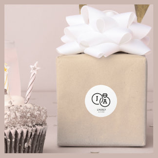 Adesivo Redondo Clássica de Casamento Moderno Minimalista Simples