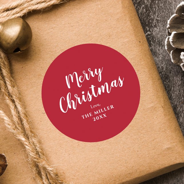 Adesivo Redondo Clássica Mínima Moderna da Família Vermelha de Fel (Criador carregado)