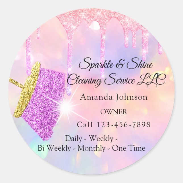 Adesivo Redondo Clássica Serviços de Limpeza de Casa Driblada Holo (Frente)