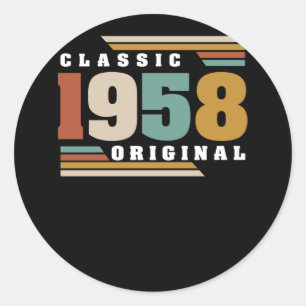 Adesivo Redondo Clássico 1958 Original 64º Aniversário 64 Anos