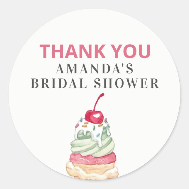 Adesivo Redondo Clássico Agradecimento Sorvete (Frente)