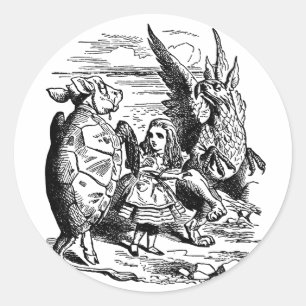 Adesivo Redondo Clássico Alice no País das Maravilhas, Grifo, Tart