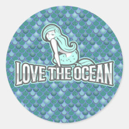 Adesivo redondo clássico azul-cinzento-cinzento