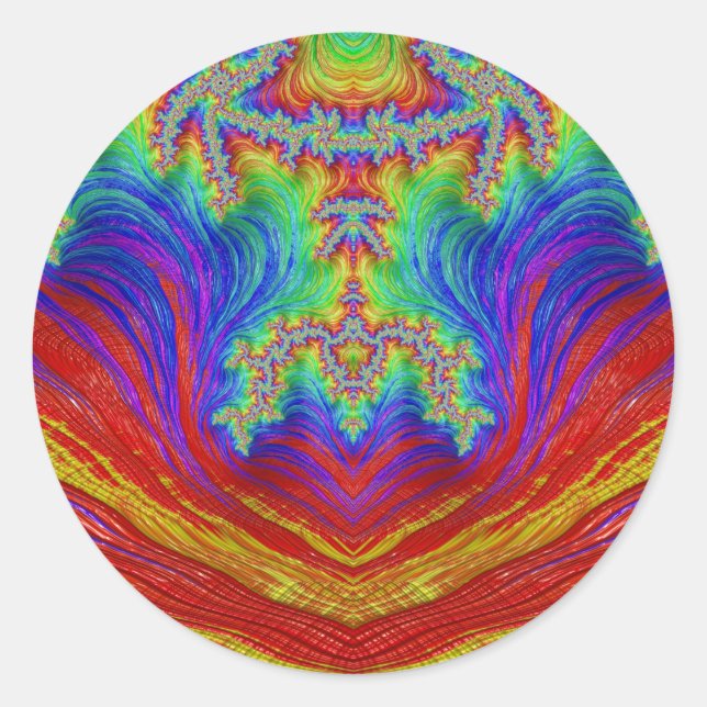 Adesivo redondo clássico azul vermelho púrpura ver (Frente)