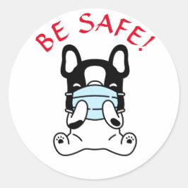 Adesivo Redondo Clássico BE SAFE Bulldogue Francês