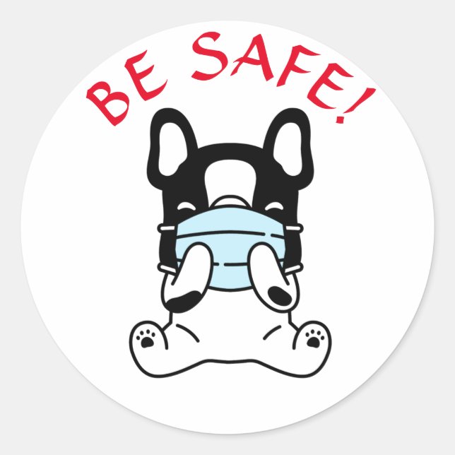 Adesivo Redondo Clássico BE SAFE Bulldogue Francês (Frente)