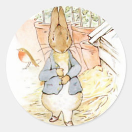Adesivo Redondo Clássico Beatrix Potter Cute Bunny