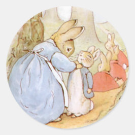 Adesivo Redondo Clássico Beatrix Potter Cute Bunny