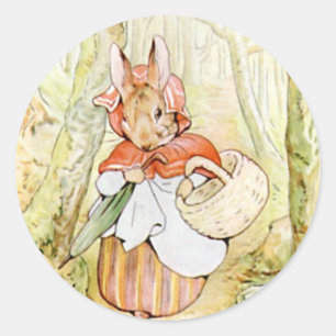 Adesivo Redondo Clássico Beatrix Potter Cute Bunny