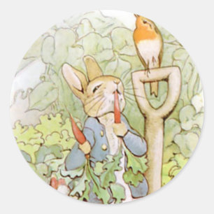 Adesivo Redondo Clássico Beatrix Potter Cute Bunny