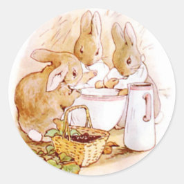 Adesivo Redondo Clássico Beatrix Potter Cute Bunny