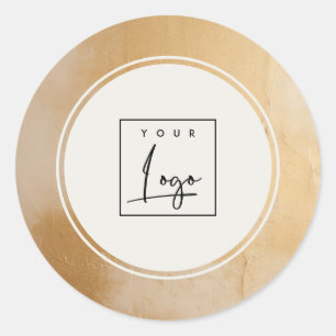 Adesivo Redondo Clássico, bege, Dourado, logotipo de pintura a óle