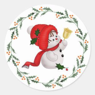 Adesivo Redondo Clássico Boneco de Neve Bebê