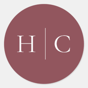 Adesivo Redondo Clássico Burgundy Blush Rosa e Peony