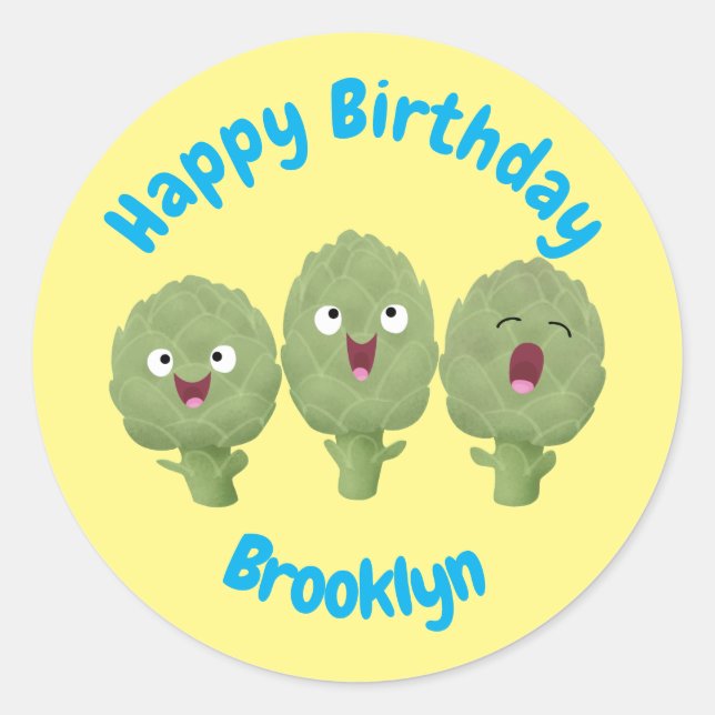 Adesivo Redondo Clássico cantor de alcachofras clássico de desenho (Frente)