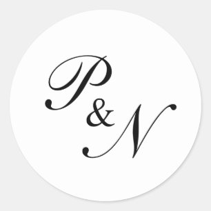 Adesivo Redondo Clássico Casamento Elegante Preto e Branco