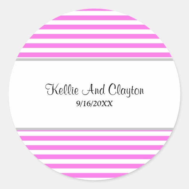 Adesivo Redondo Clássico Casamento Listras Rosa/Br (Frente)
