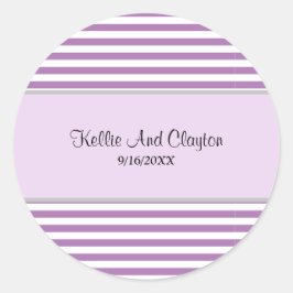 Adesivo Redondo Clássico Casamento Listras Roxo/Br