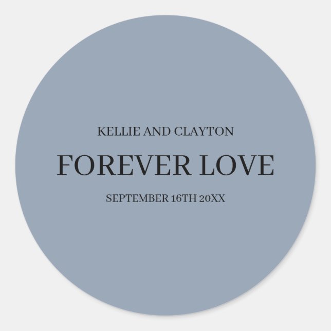 Adesivo Redondo Clássico Casamento Simples Azul (Frente)