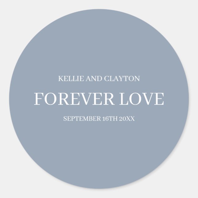 Adesivo Redondo Clássico Casamento Simples Azul (Frente)