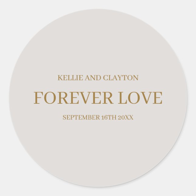 Adesivo Redondo Clássico Casamento Simples Cinza (Frente)