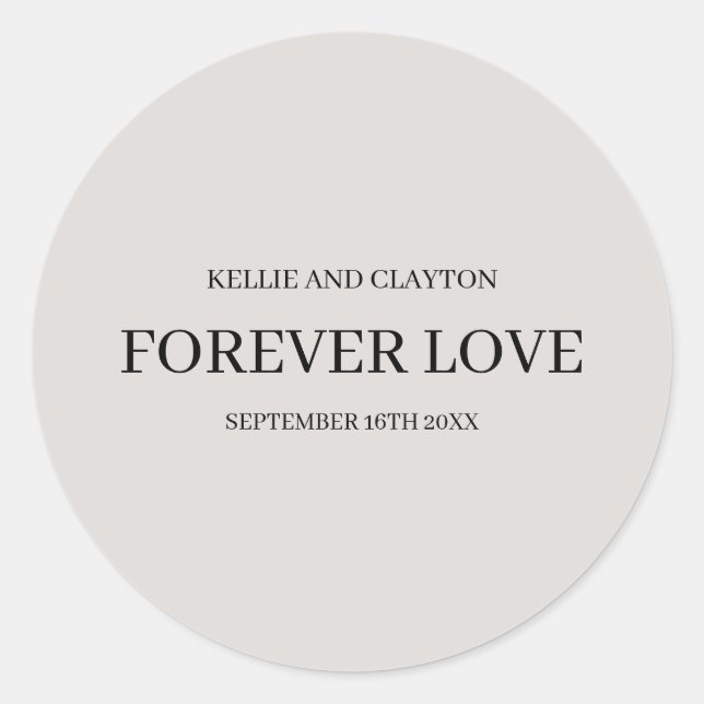 Adesivo Redondo Clássico Casamento Simples Cinza (Frente)