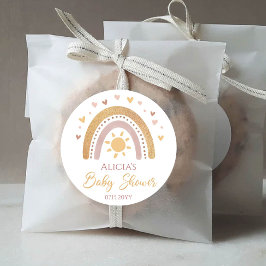 Adesivo Redondo Clássico Chá de Bebê Arco-íris