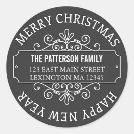 Adesivo Redondo Clássico Chalkboard Merry Christmas Label