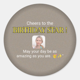 Adesivo Redondo Clássico Cheer: Feliz Vinheta de Aniversário