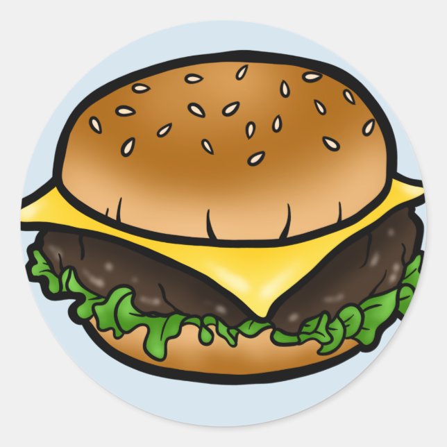Adesivo Redondo Clássico Cheeseburger Lover Sticker (Frente)