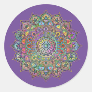 Adesivo Redondo Clássico Colorosamente Mandala Índia Estilo 1