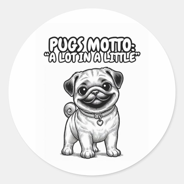 Adesivo redondo clássico com cão trazendo alegria (Frente)