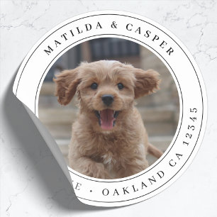 Adesivo Redondo Clássico com Foto do Cachorro no E