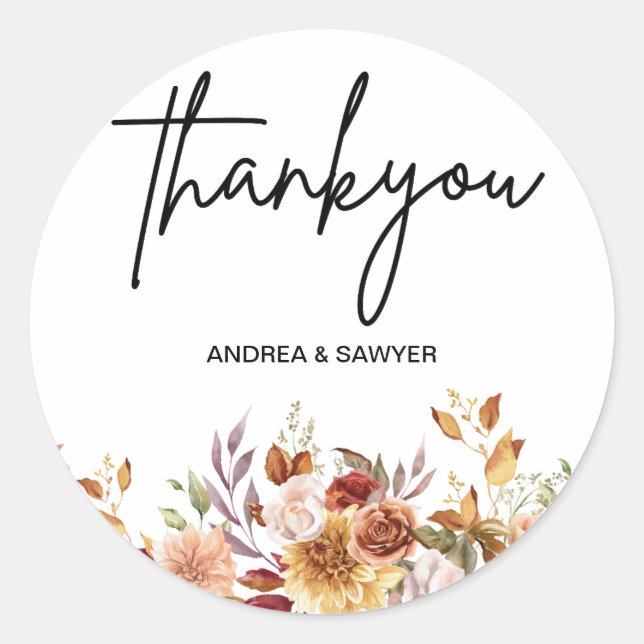 Adesivo Redondo Clássico com Guirlanda Floral em A (Frente)