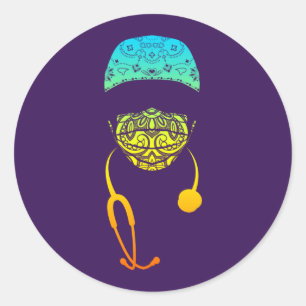 adesivo redondo clássico com máscara de proteç