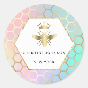 ・ adesivo redondo clássico com o logotipo da abelh