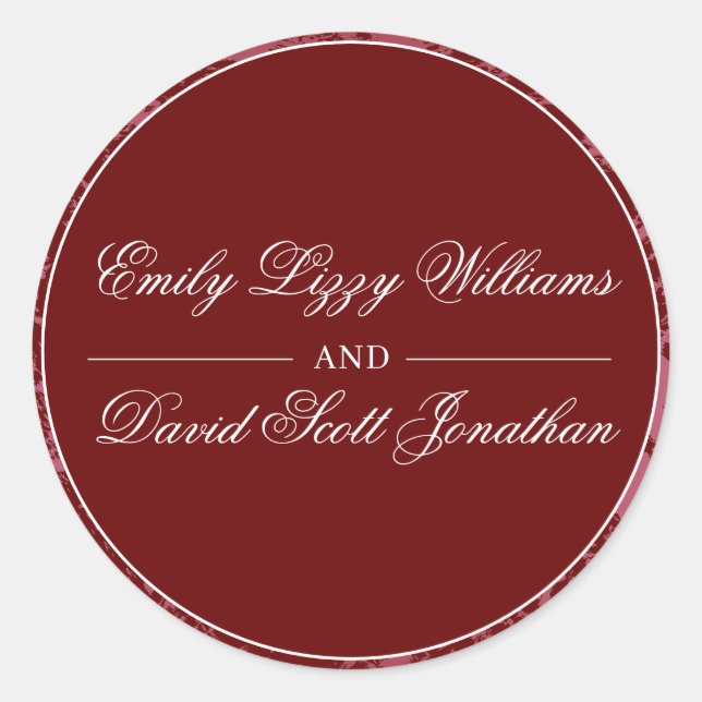 Adesivo Redondo Clássico Crimson Red Elegant Abstrato (Frente)