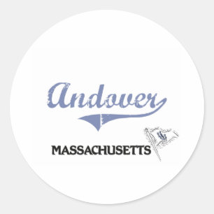 Adesivo Redondo Clássico da cidade de Andover Massachusetts