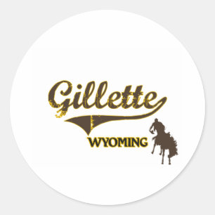Adesivo Redondo Clássico da cidade de Gillette Wyoming