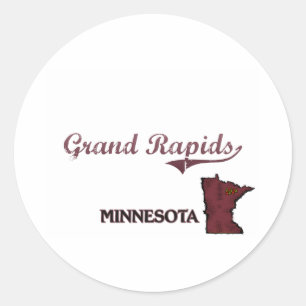 Adesivo Redondo Clássico da cidade de Grand Rapids Minnesota