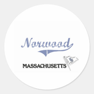 Adesivo Redondo Clássico da cidade de Norwood Massachusetts