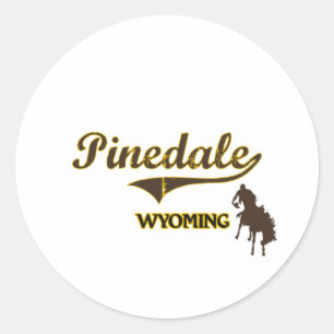 Adesivo Redondo Clássico da cidade de Pinedale Wyoming