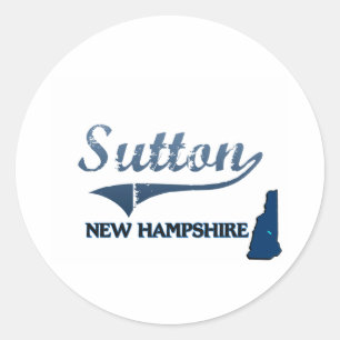 Adesivo Redondo Clássico da cidade de Sutton New Hampshire