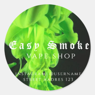 Adesivo Redondo Clássico da Loja de Vape Fumaça Co