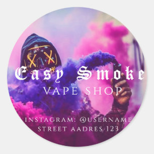 Adesivo Redondo Clássico da Loja de Vape Fumaça Co
