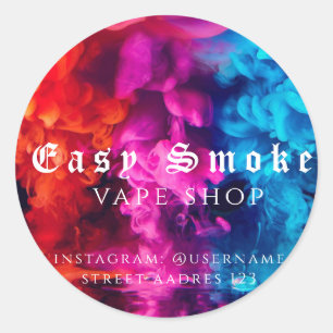Adesivo Redondo Clássico da Loja de Vape Fumaça Co